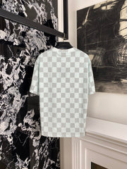 Green checkerboard print short sleeves