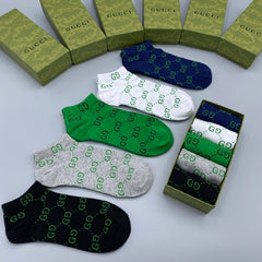 Green logo print socks