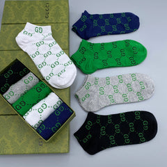 Green logo print socks