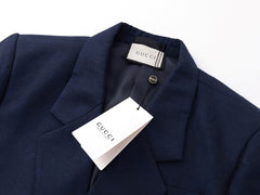 Co-branded logo jacquard blazer