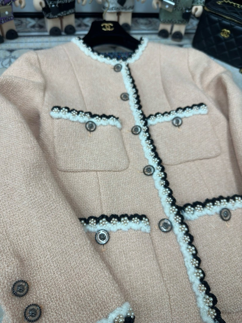 Heavy Pearl Flower Tweed Jacket