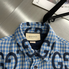 logo jacquard wool shirt