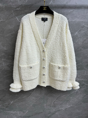 V-neck lotus sleeve cardigan