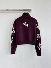 High collar political cropped sweater