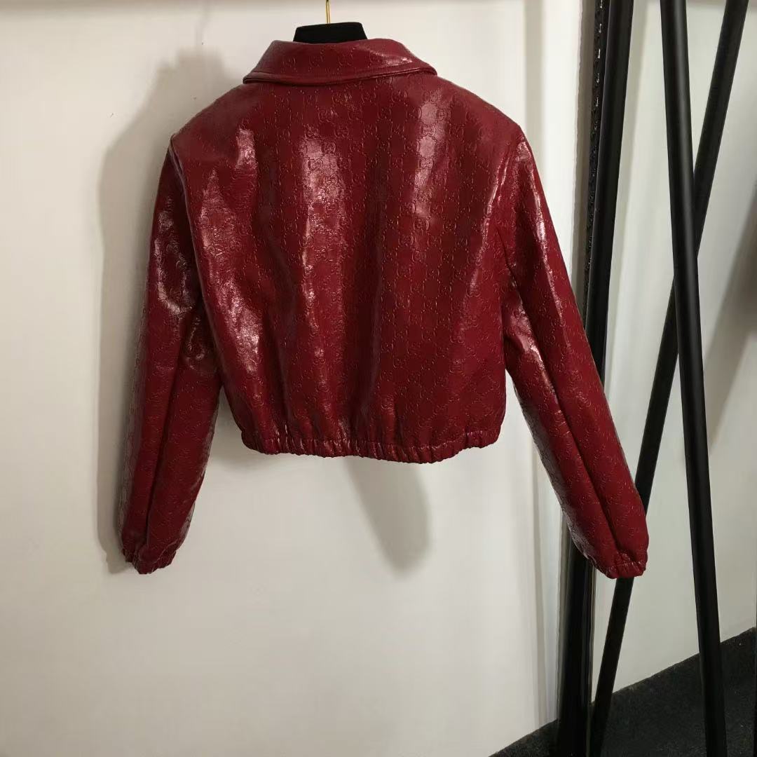 Shiny pu leather jacket