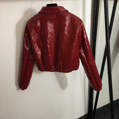 Shiny pu leather jacket