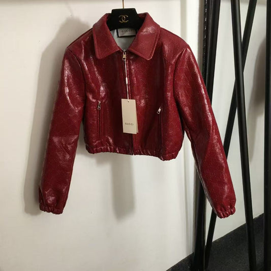 Shiny pu leather jacket