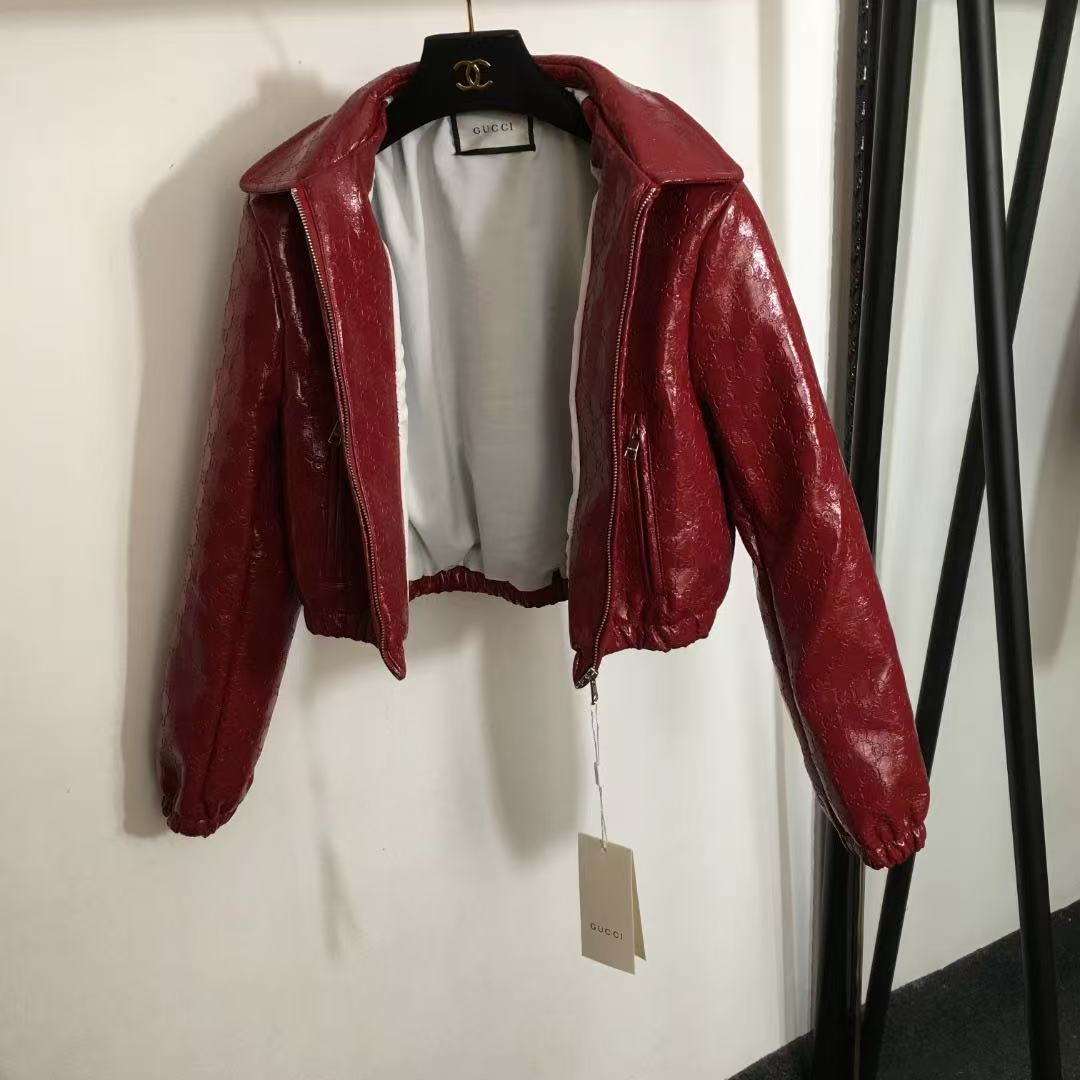 Shiny pu leather jacket