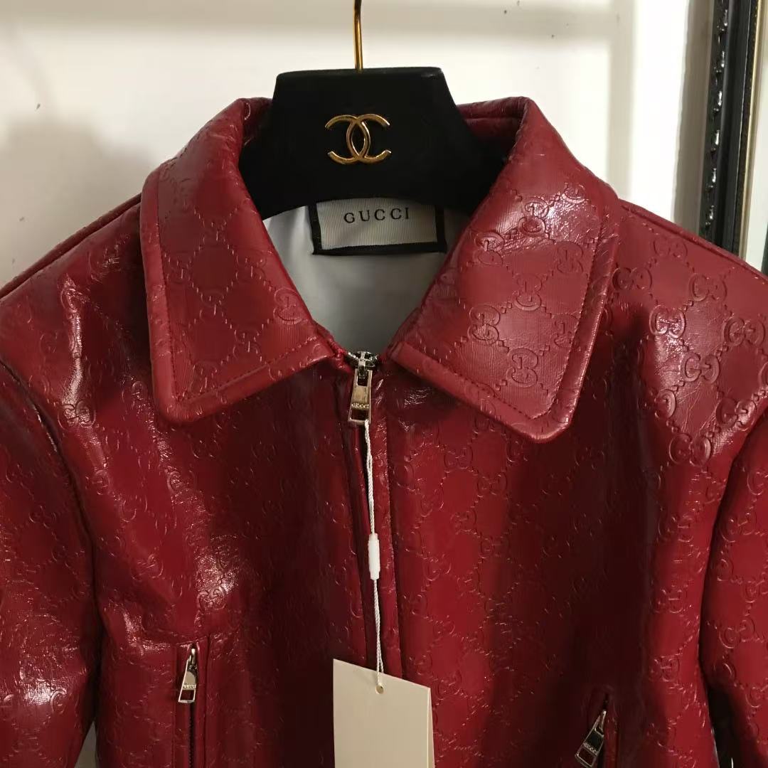 Shiny pu leather jacket