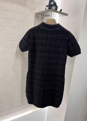 gold plaid small lapel dress