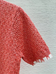 Round neck contrast knitted short sleeves