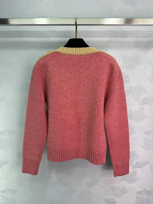 New color block embroidered sweater
