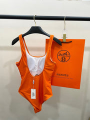 Solid color one-piece swimsuit