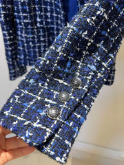Dark blue woven V-neck jacket