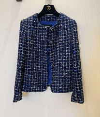 Dark blue woven V-neck jacket
