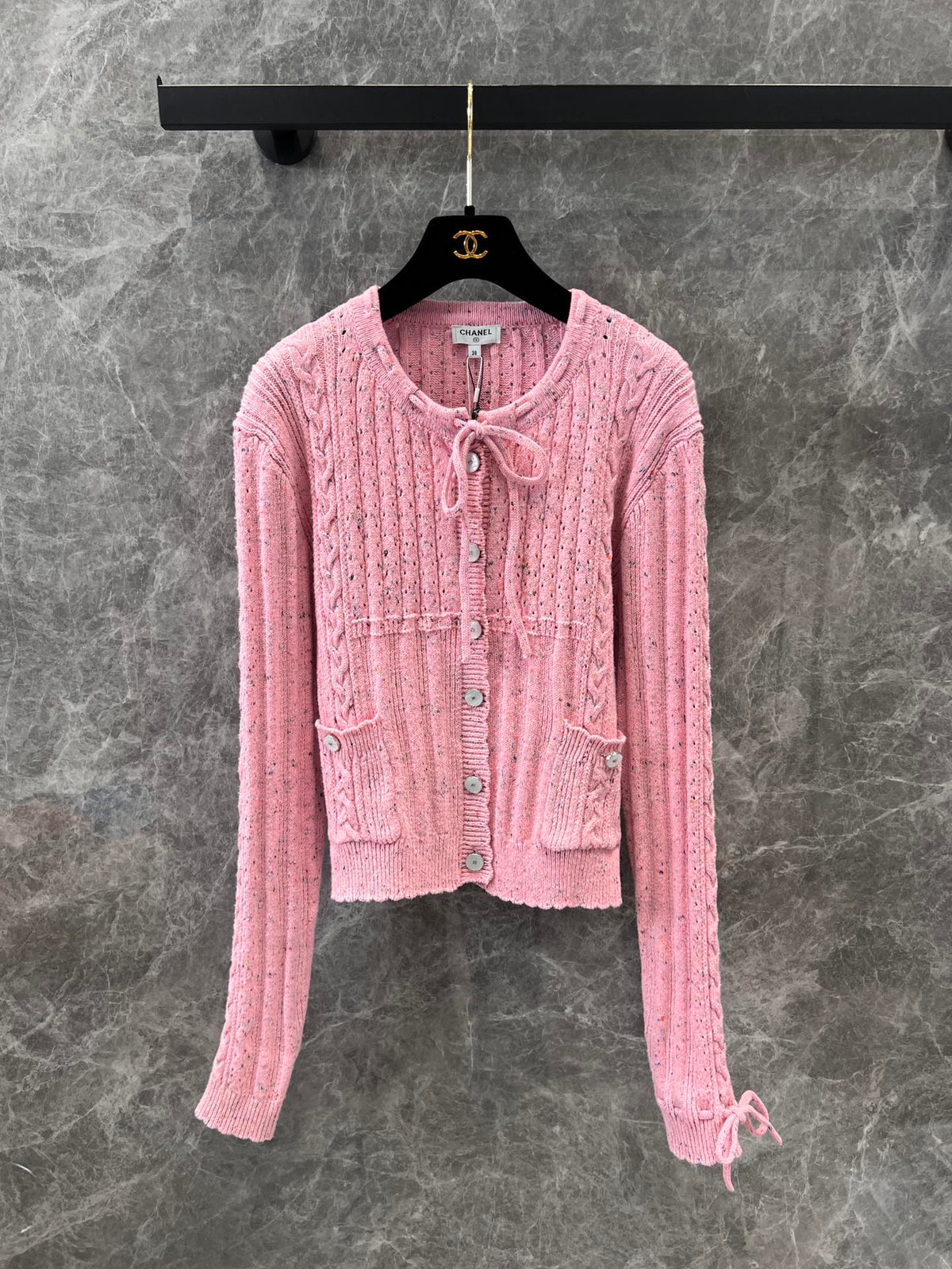 Heavy craft lace-up pollen cardigan