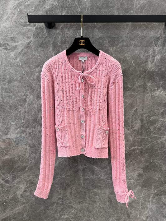 Heavy craft lace-up pollen cardigan