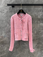 Heavy craft lace-up pollen cardigan