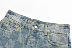 Checkerboard denim trousers