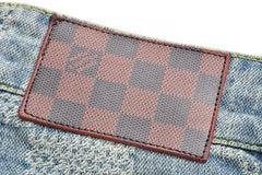 Checkerboard denim trousers