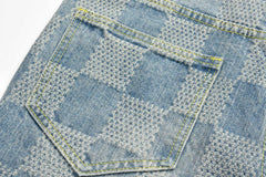 Checkerboard denim trousers