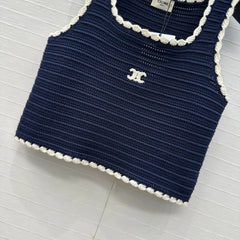 Navy blue crochet vest