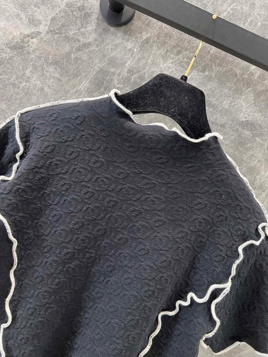 Jacquard slim-fit knit top