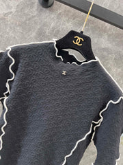 Jacquard slim-fit knit top