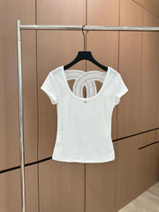 Heavy embroidery short sleeve top