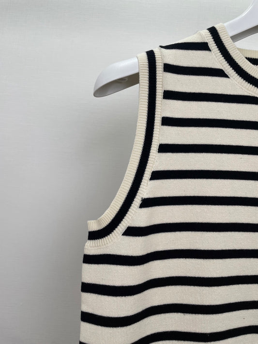 Striped embroidered vest