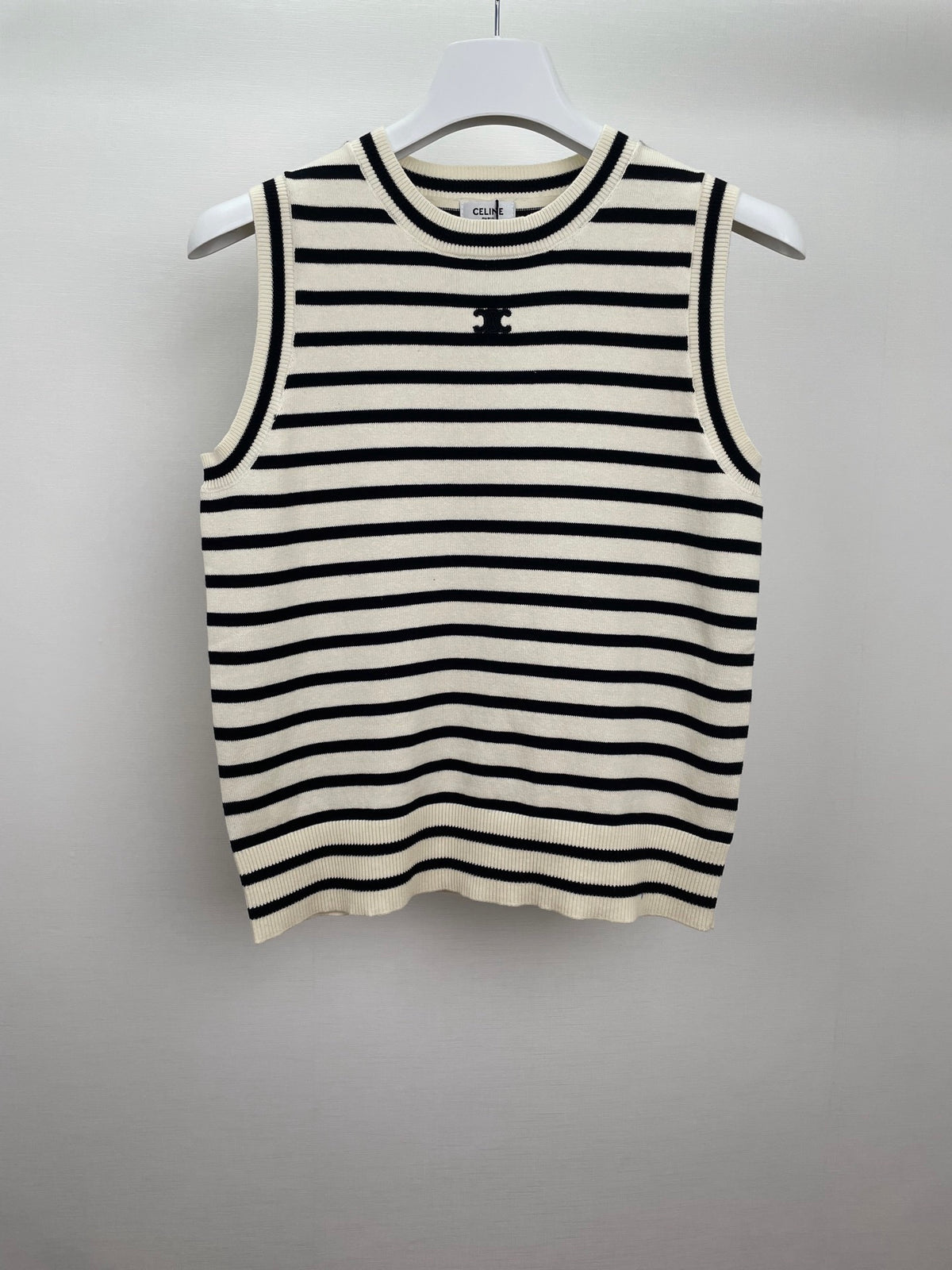 Striped embroidered vest