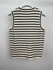 Striped embroidered vest