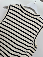 Striped embroidered vest