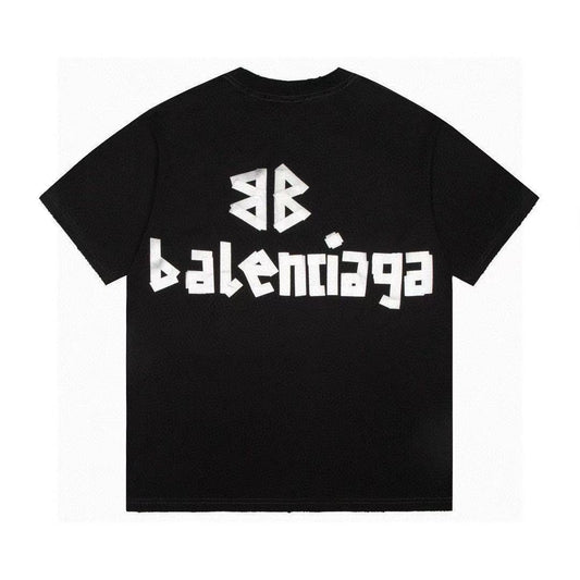 Silver tape print short sleeves