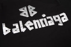 Silver tape print short sleeves