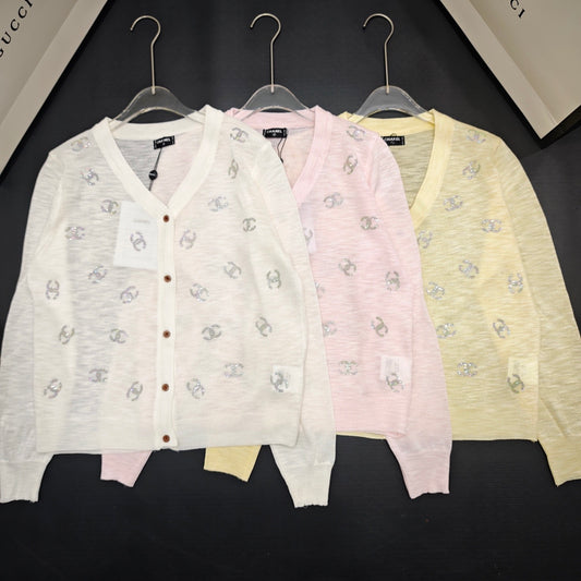 V-neck hot diamond knitted cardigan