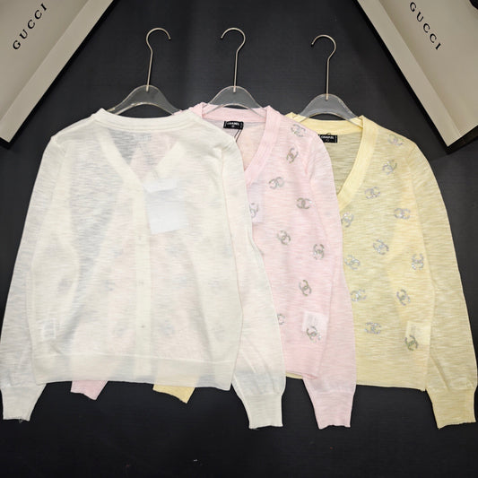V-neck hot diamond knitted cardigan