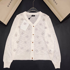 V-neck hot diamond knitted cardigan