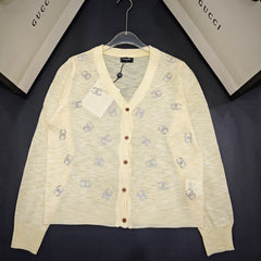V-neck hot diamond knitted cardigan