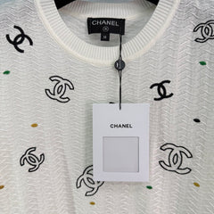 Embroidered letter knitted short sleeves
