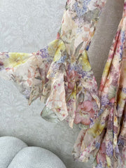 Irregular printed long-sleeved dress