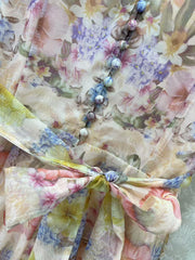 Irregular printed long-sleeved dress