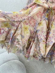 Irregular printed long-sleeved dress