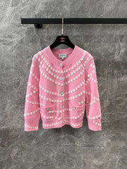 Round neck 9/3 sleeve knitted cardigan