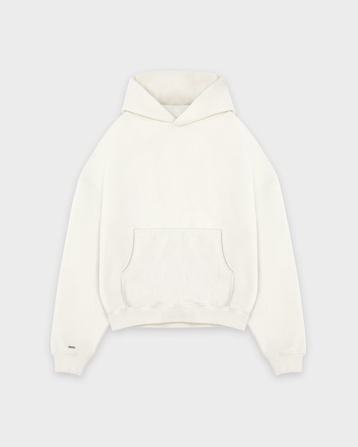 Heavy Cropped Off White Basic Hoodie