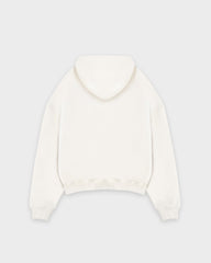 Heavy Cropped Off White Basic Hoodie