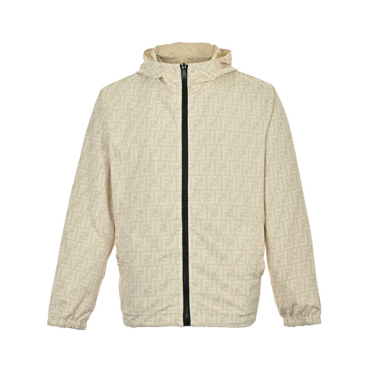 Fully printed reversible nylon hooded jacket