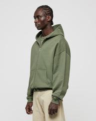 Heavy Smokey Green Basic Zip Hoodie