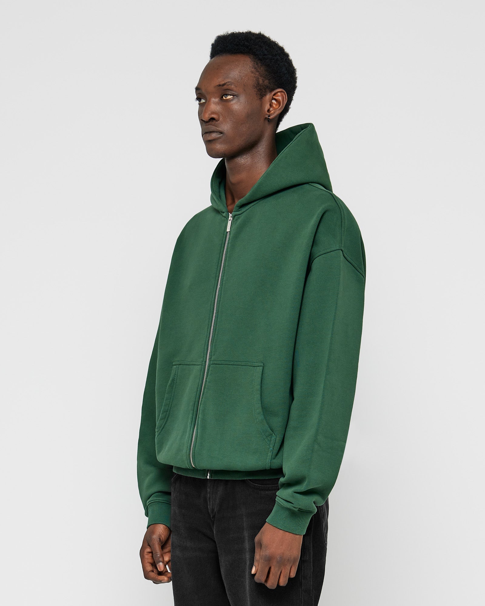 Heavy Hunter Green Basic Zip Hoodie