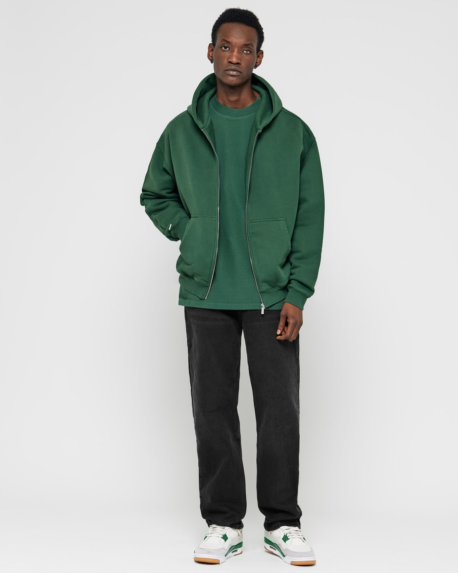 Heavy Hunter Green Basic Zip Hoodie